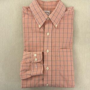 Brooks Beothers Men's Original Fit Long-sleeve Button Down Shirt Orange & Blue L